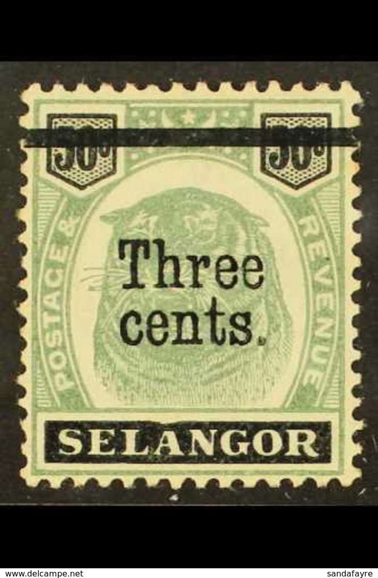 SELANGOR 1900. 3c On 50c "Dented Frame" Variety, SG 67b, Fine Mint For More Images, Please Visit Http://www.sandafayre.c - Andere & Zonder Classificatie