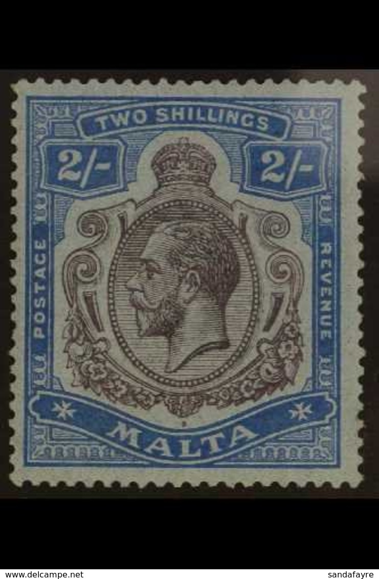 1921-22 KGV (wmk Mult Script CA) 2s Purple And Blue/blue, Variety "Break In Lines Below Left Scroll", SG 103e, Very Fine - Malte (...-1964)