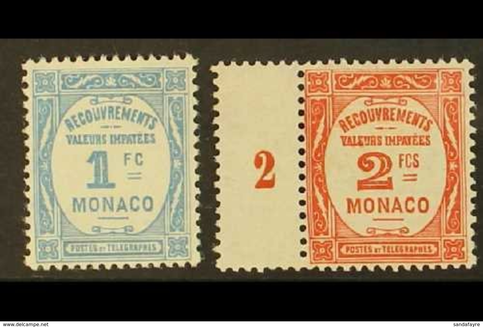 POSTAGE DUES 1932 1f Pale Blue & 2f Red, Yvert 27/8, Fine Mint (2 Stamps). For More Images, Please Visit Http://www.sand - Other & Unclassified