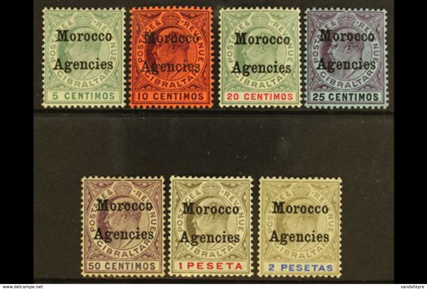1905-06 Overprints On Gibraltar Complete Set, SG 24/30, Fine Mint. (7 Stamps) For More Images, Please Visit Http://www.s - Other & Unclassified