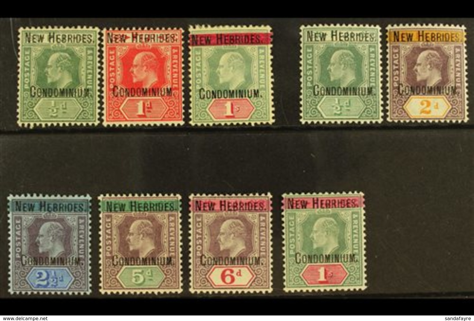 ENGLISH: 1908 Complete Set, SG 1a/9, Fine Mint, The 1s CA Signed Diena. (9) For More Images, Please Visit Http://www.san - Autres & Non Classés