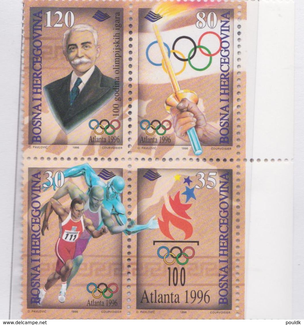 Bosnia I Herzegovina 1996 Olympic Games Atlanta 4 Stamps Printed In Block MNH/** (H53) - Zomer 1996: Atlanta