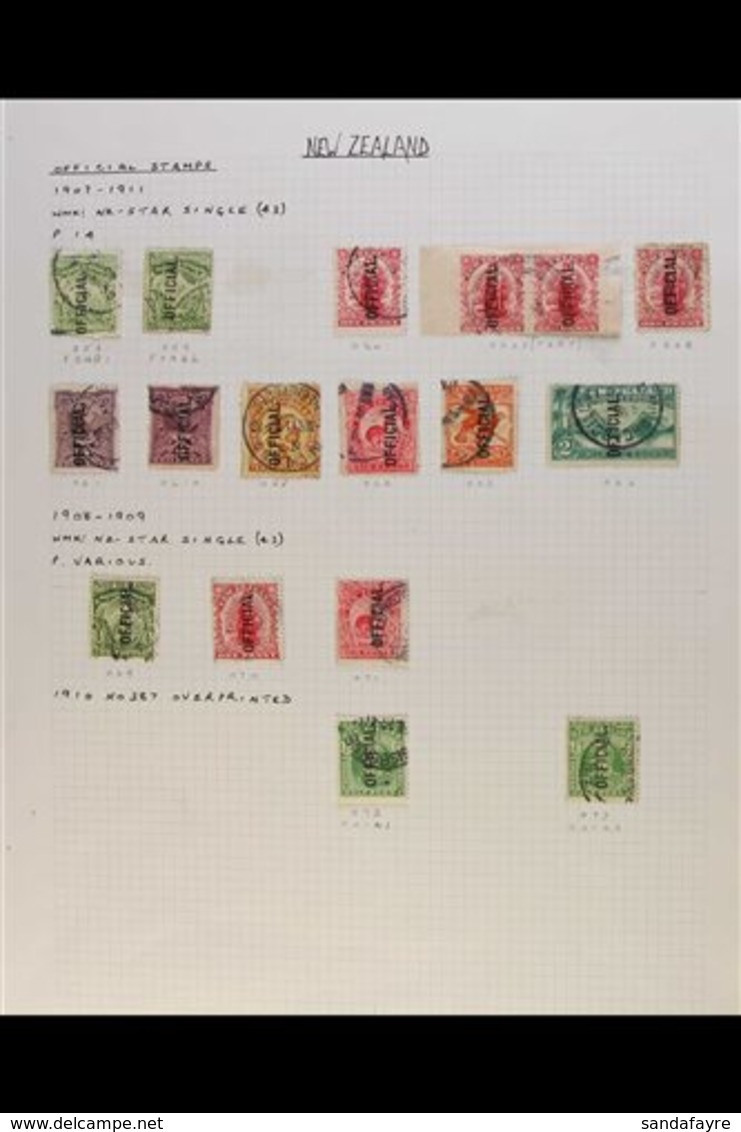 OFFICIALS 1907-1927 USED COLLECTION On Leaves, Inc 1907-11 Set To 2s Inc 1d Carmine Pair From Booklet, 1908-09 Set To 6d - Andere & Zonder Classificatie