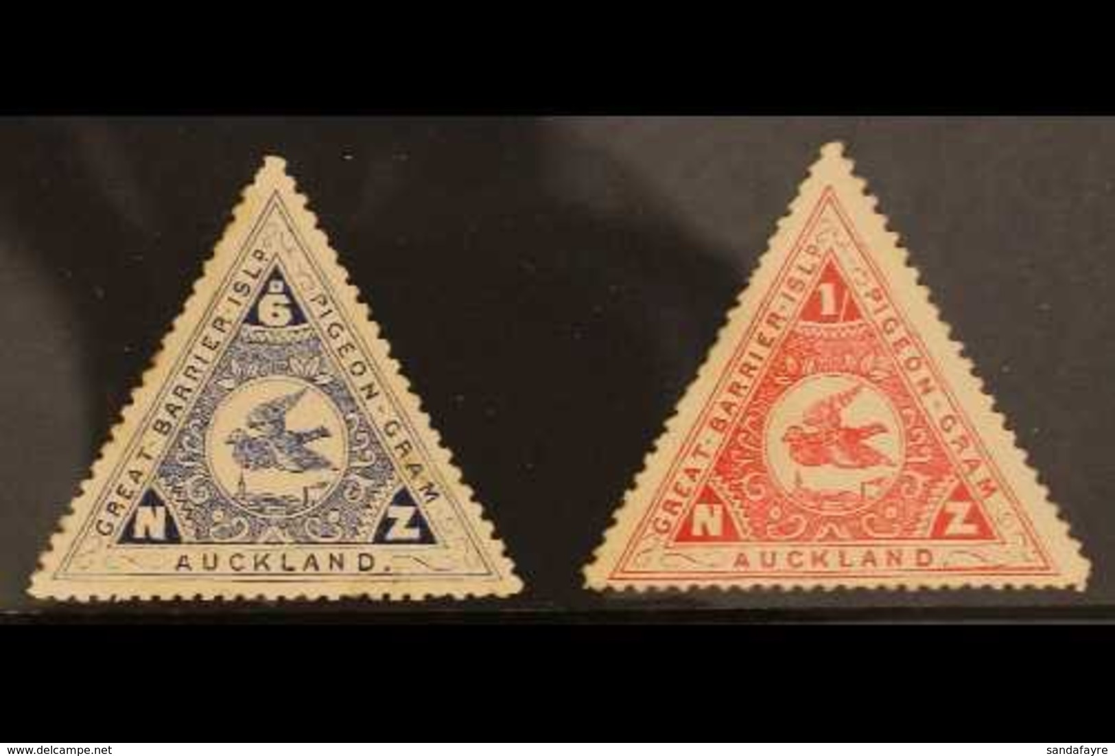 PIGEON POST 1899 6d & 1s Triangular Set, CP VP7/8, Mint With Poor Gum / Minor Fault. Fabulous Bird Stamps (2)  For More  - Autres & Non Classés