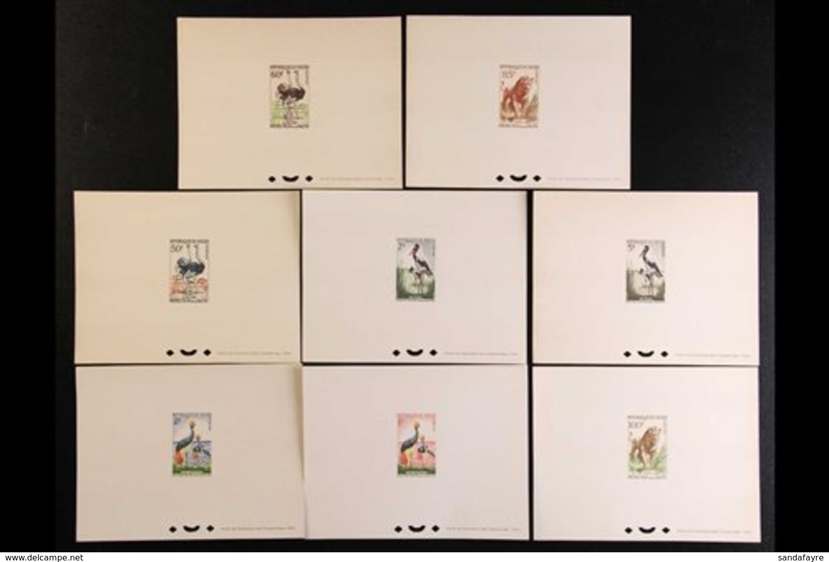 1960 EPREUVES DE LUXE Wildlife Postage Issues With 1fr & 2fr Crowned Cranes, 5fr & 7fr Jabirus, 50fr & 60fr Ostriches, 8 - Andere & Zonder Classificatie