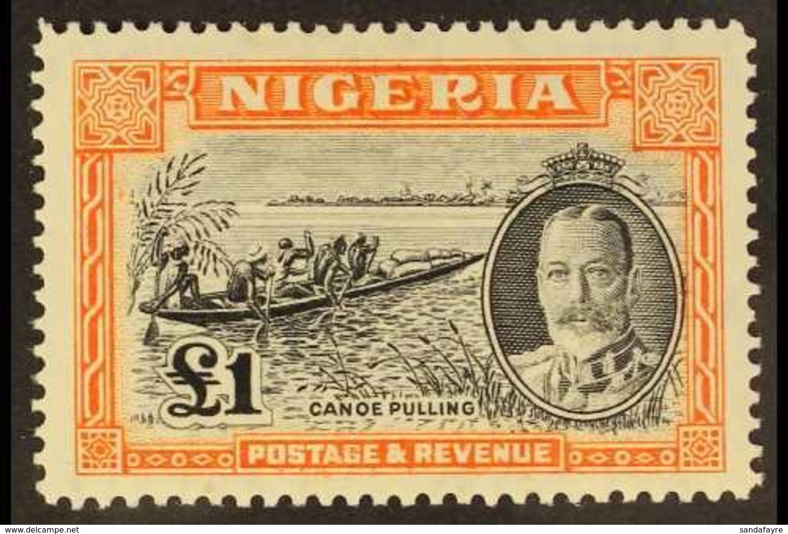1936 £1 Black & Orange Pictorial, SG 45, Very Fine Mint, Very Fresh. For More Images, Please Visit Http://www.sandafayre - Nigeria (...-1960)