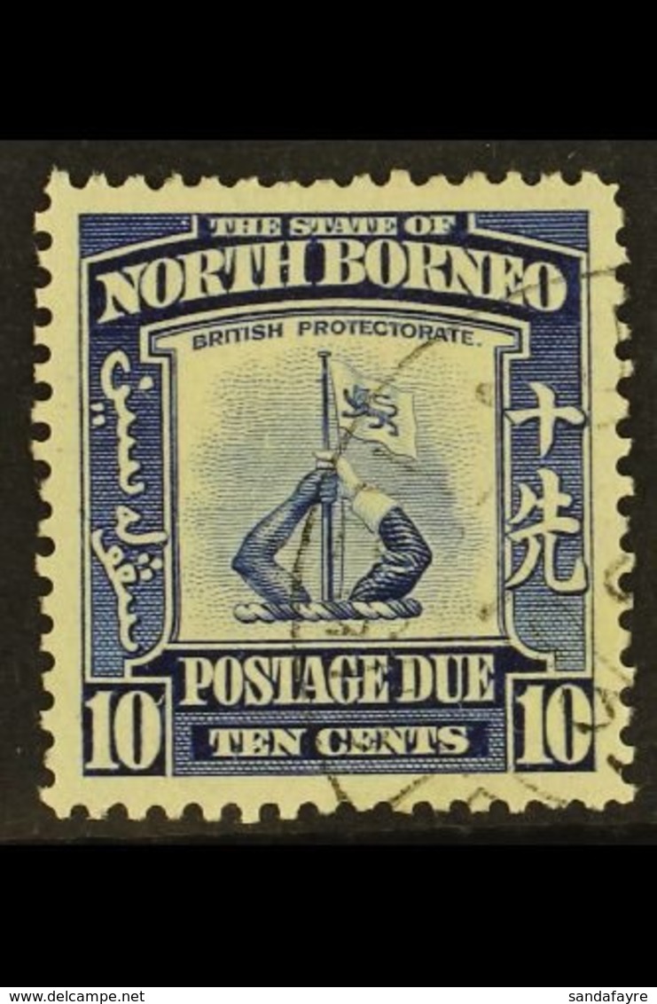 POSTAGE DUES 1939 10c Blue, Crest, SG D89, Very Fine Used. Rare Stamp. For More Images, Please Visit Http://www.sandafay - Noord Borneo (...-1963)