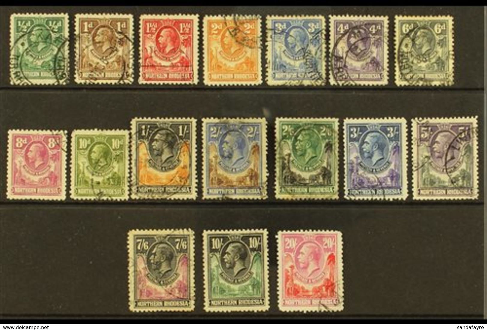 1925 Geo V Set Complete To 20s, SG 1/17, 10s And 20s Fiscal Cancels Nonetheless An Attractive Set. Cat £850. (17 Stamps) - Noord-Rhodesië (...-1963)