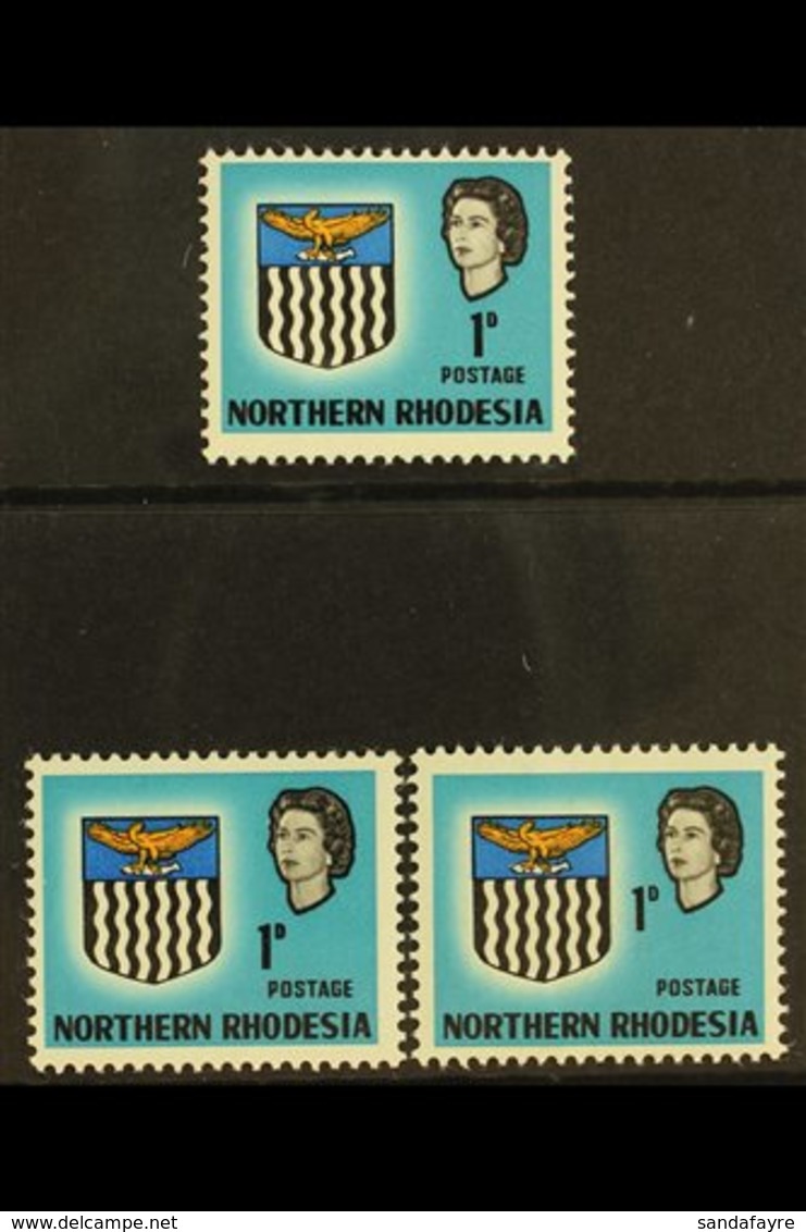 1963 1d Light Blue, SHIFTED VALUE VARIETY, Two Examples, One Shifted To Left, The Other More Significantly Affected, Val - Rhodésie Du Nord (...-1963)