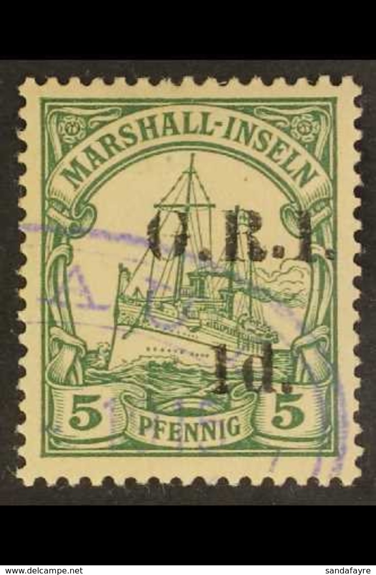 AUSTRALIAN OCCUPATION 1914 1d On 5pf Green "G.R.I." Overprint On Marshall Islands, SG 51, Very Fine Used, Fresh. For Mor - Papouasie-Nouvelle-Guinée