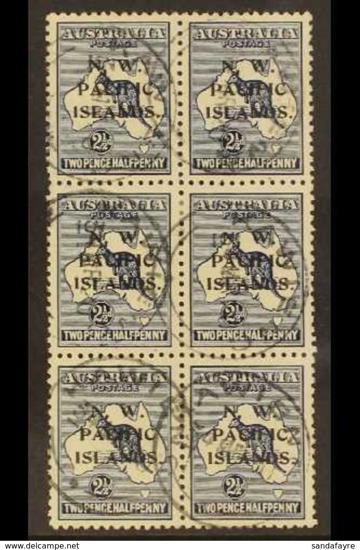 NWPI 1918-22 2½d Indigo Roo Overprint, SG 107, Very Fine Cds Used BLOCK Of 6 Cancelled By "Kawieng" Cds's, Fresh & Scarc - Papua Nuova Guinea