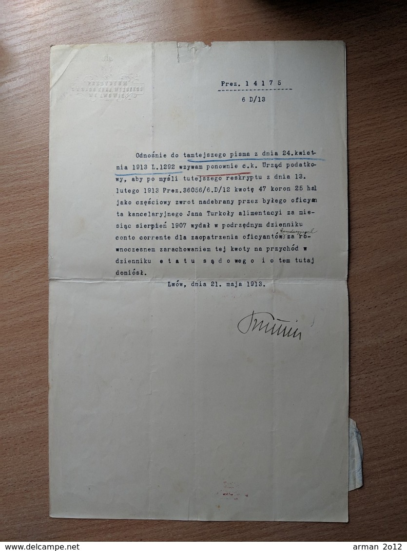 Poland Ukraine Registered Lwow Lemberg Wafer 1913 - Lettres & Documents