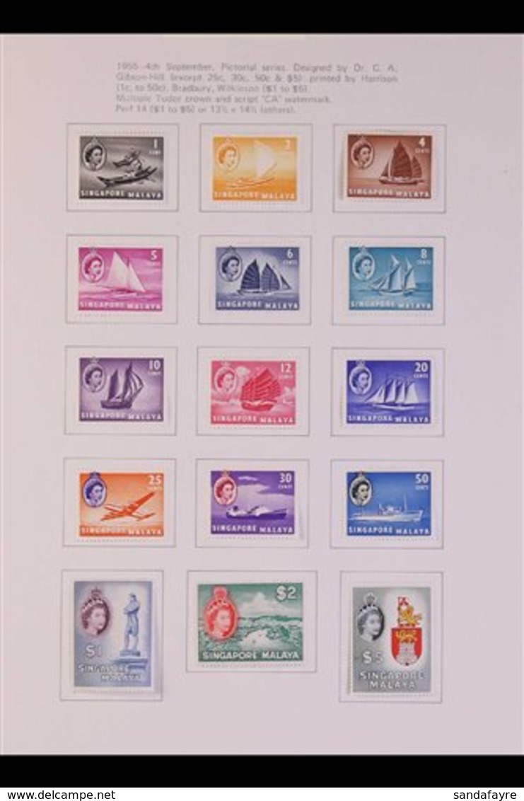 1953-1971 COMPREHENSIVE VERY FINE MINT COLLECTION On Pages, ALL DIFFERENT, Includes 1955-59 Set, 1959 Constitution Set,  - Singapour (...-1959)