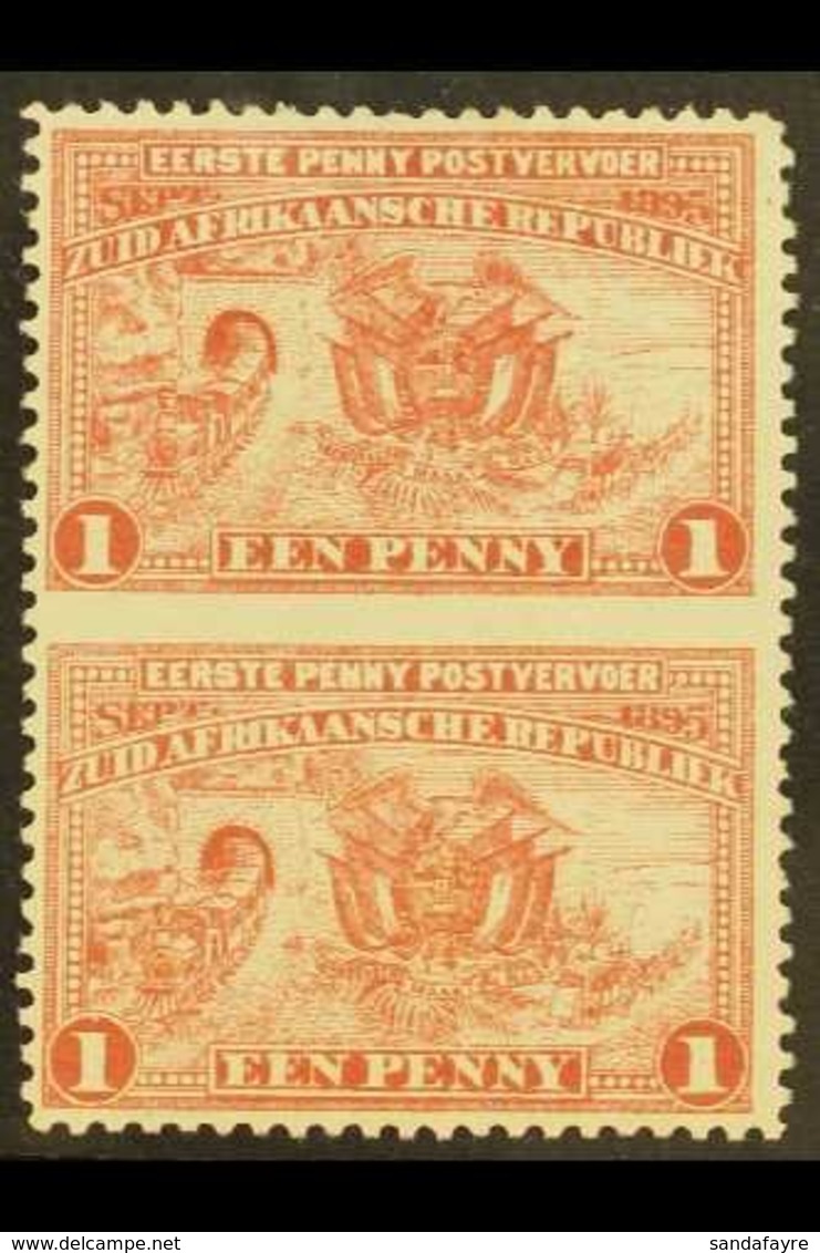 TRANSVAAL 1895 1d Red Introduction Of Penny Postage IMPERF. BETWEEN VERTICAL PAIR, SG 215ca, Very Fine Mint. For More Im - Non Classés