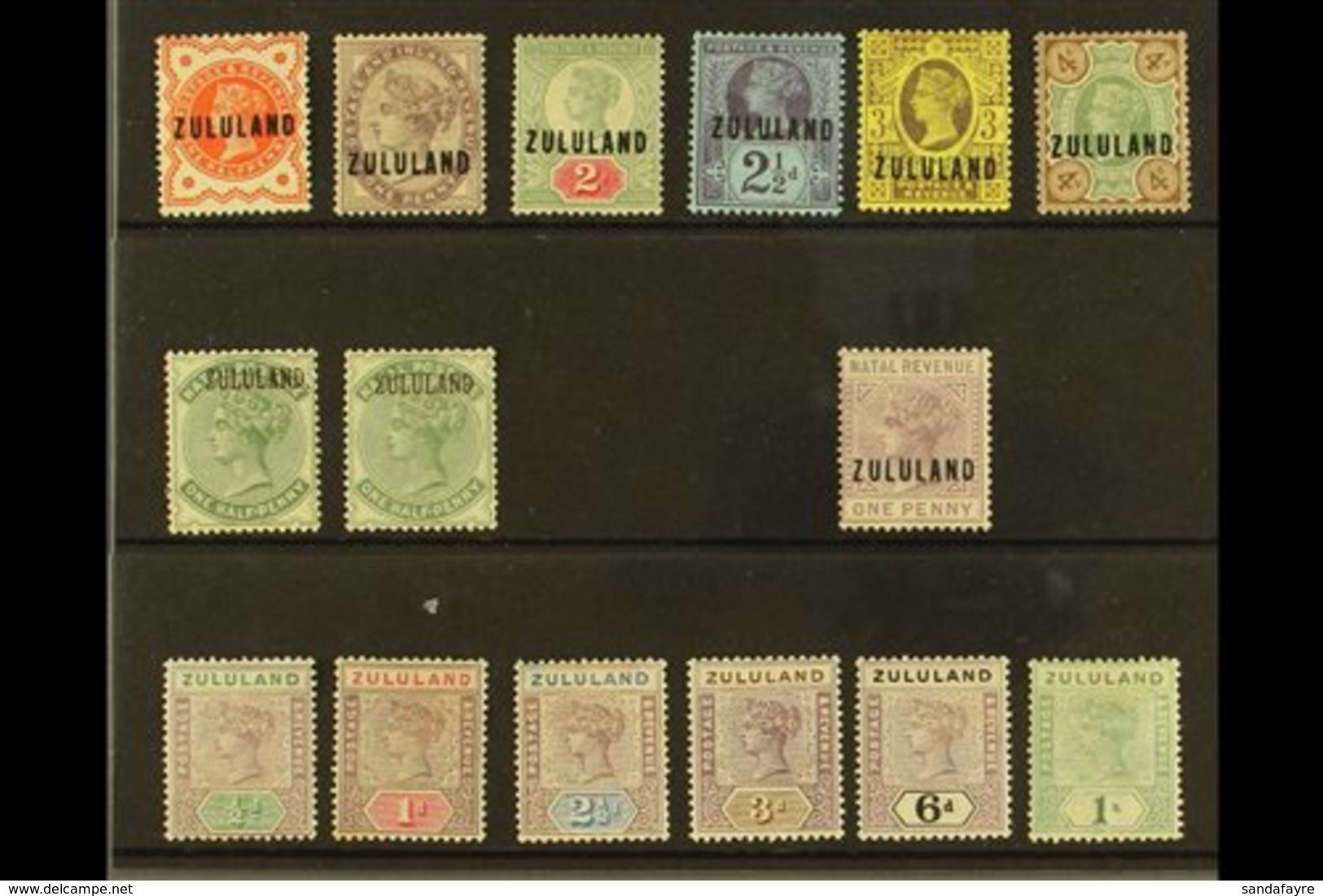 ZULULAND 1888-1894 MINT SELECTION On A Stock Card, All Different, Comprising 1888-93 Opts Set To 4d, Plus Both ½d Dull G - Non Classés