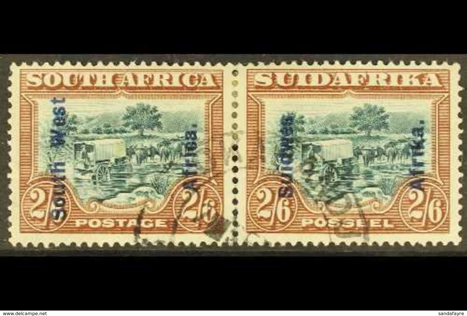 1927 2s6d Green & Brown, SG 52, Fine Used In Correct Units (2 Stamps) For More Images, Please Visit Http://www.sandafayr - Zuidwest-Afrika (1923-1990)