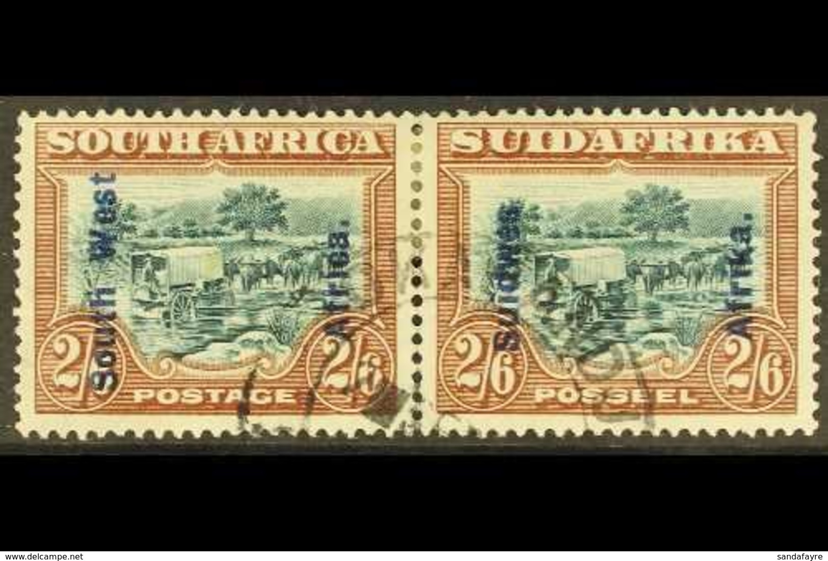 1927 2s6d Green & Brown, SG 52, Fine Used In Correct Units (2 Stamps) For More Images, Please Visit Http://www.sandafayr - Afrique Du Sud-Ouest (1923-1990)