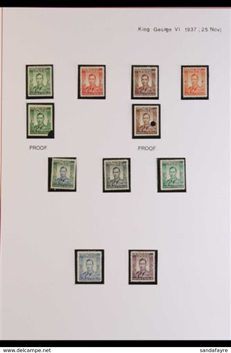 1937 Geo VI Set Complete With Additional 5s And ½d And 1½d Imperf Proofs In Issued Colours With Waterlow Punch-holes. (1 - Rhodésie Du Sud (...-1964)