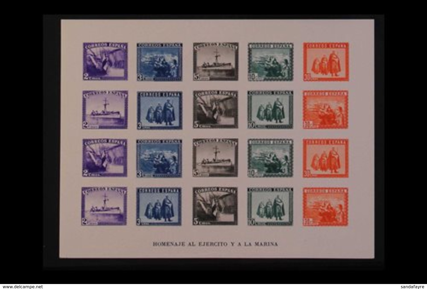 1938 (July) Honouring Army And Navy Complete Imperforate Sheetlet, SG MS925 (Edifil 850), Never Hinged Mint, A Little Wr - Andere & Zonder Classificatie