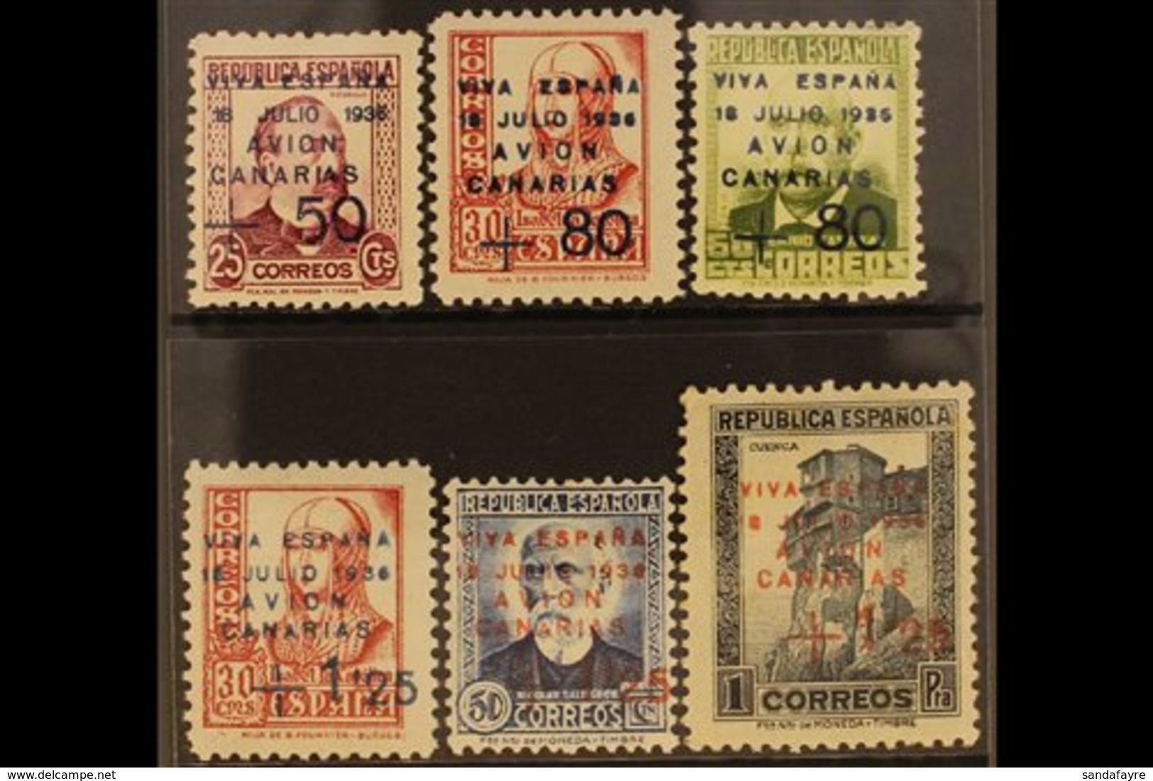 CANARY ISLANDS 1937 (5th May) Surcharged Complete Set, SG 20/25, Very Fine Mint. (6 Stamps) For More Images, Please Visi - Autres & Non Classés