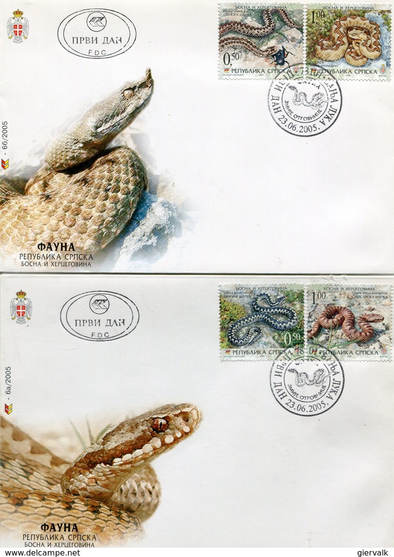 BOSNIA 2005 FDC(2) With SNAKES.BARGAIN.!! - Slangen