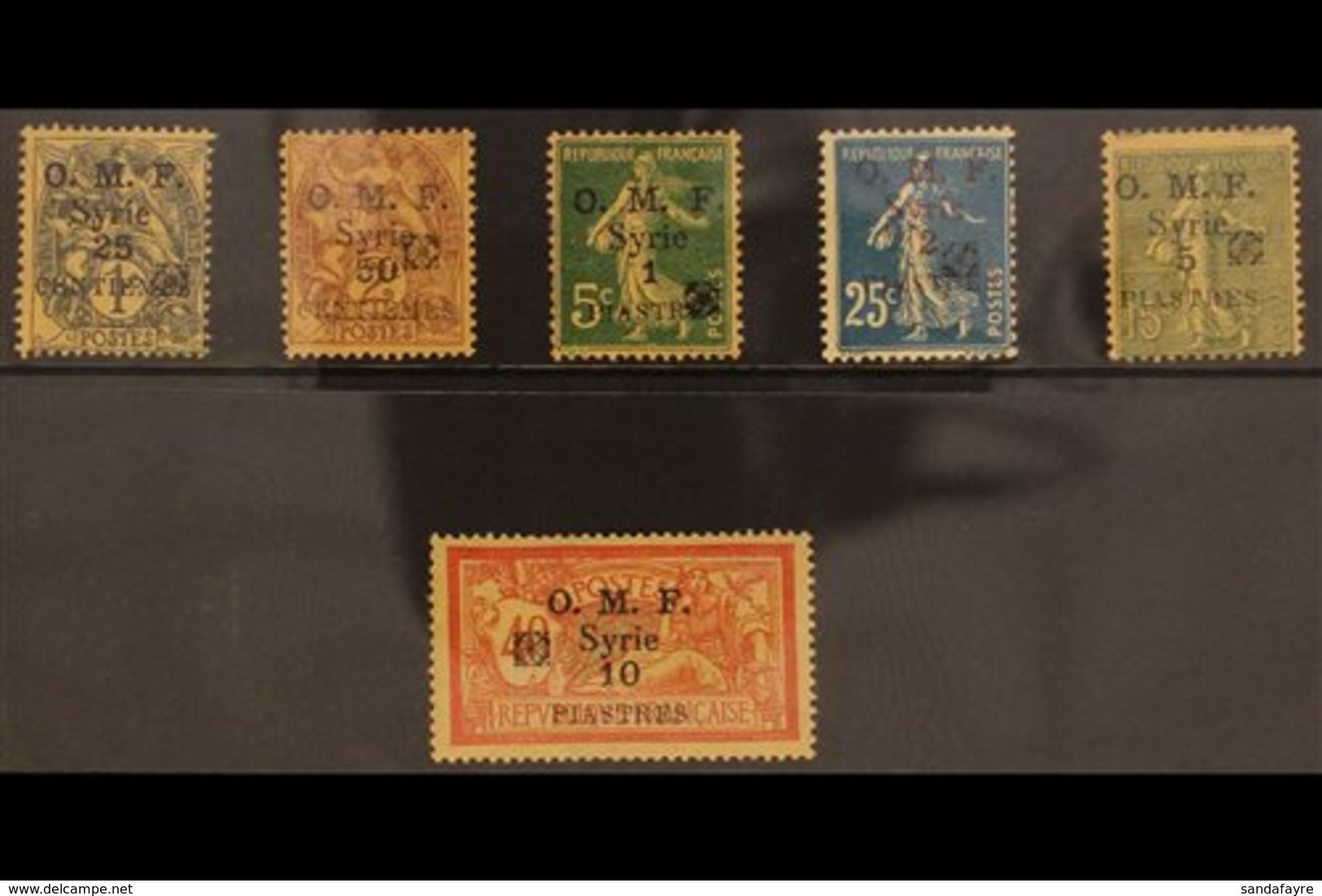 1920 25c On 1c To 10p On 40c Complete, Aleppo Vilayet Rosette In Black, SG 48A-53A, Very Fine Mint. (6 Stamps)  For More - Syria