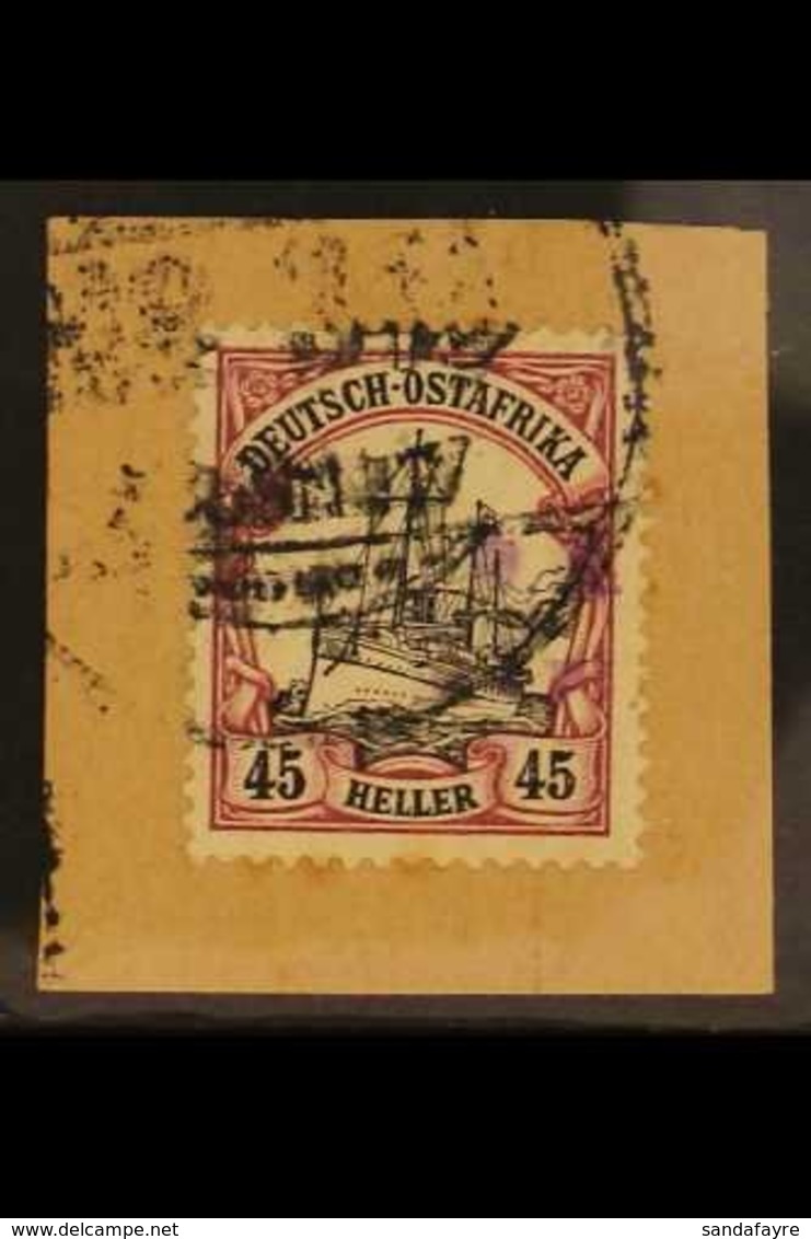 MAFIA ISLAND 1915 German East Africa Yacht 45h Black And Mauve Handstamped "G.R. / MAFIA" In Reddish Violet, SG M7C, Fin - Tanganyika (...-1932)