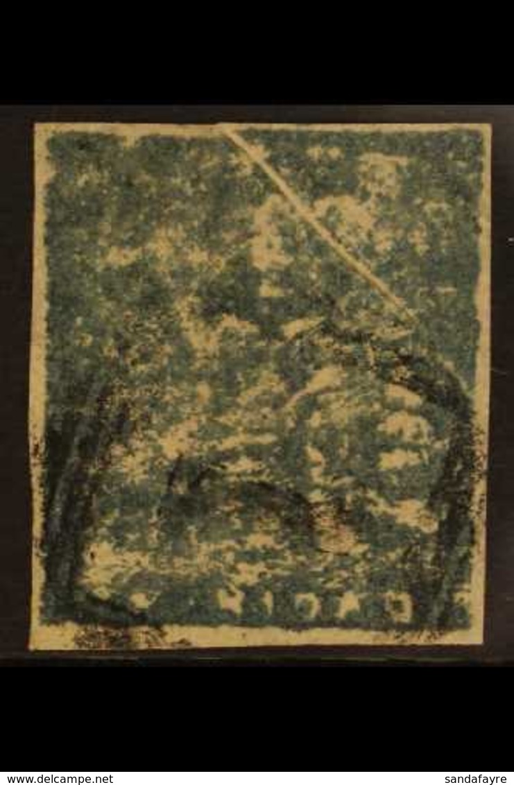 1852-60 1d Bluish Grey Fifth Issue, SG 19, Fine Used, Four Margins, Showing PRE-PRINT PAPER FOLD, Attractive. For More I - Trinité & Tobago (...-1961)