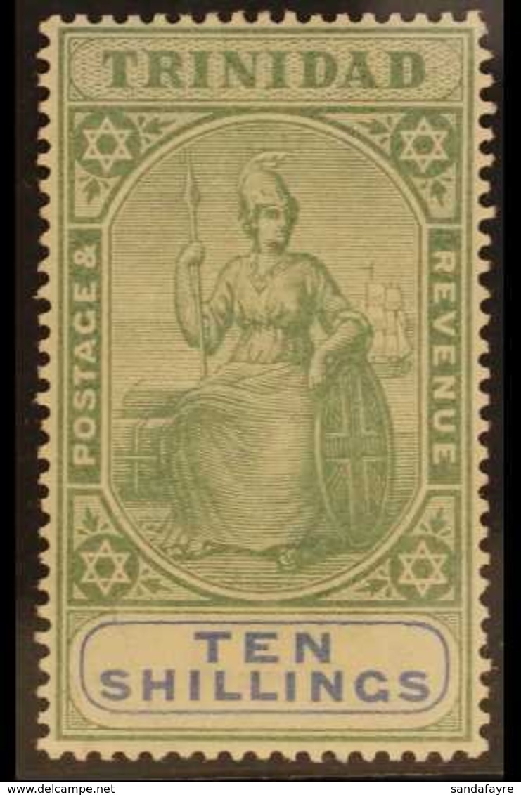 1896-1906 10s Green & Ultramarine Britannia, SG 123, Superb Mint, Very Fresh, Expertized A.Brun. For More Images, Please - Trinité & Tobago (...-1961)