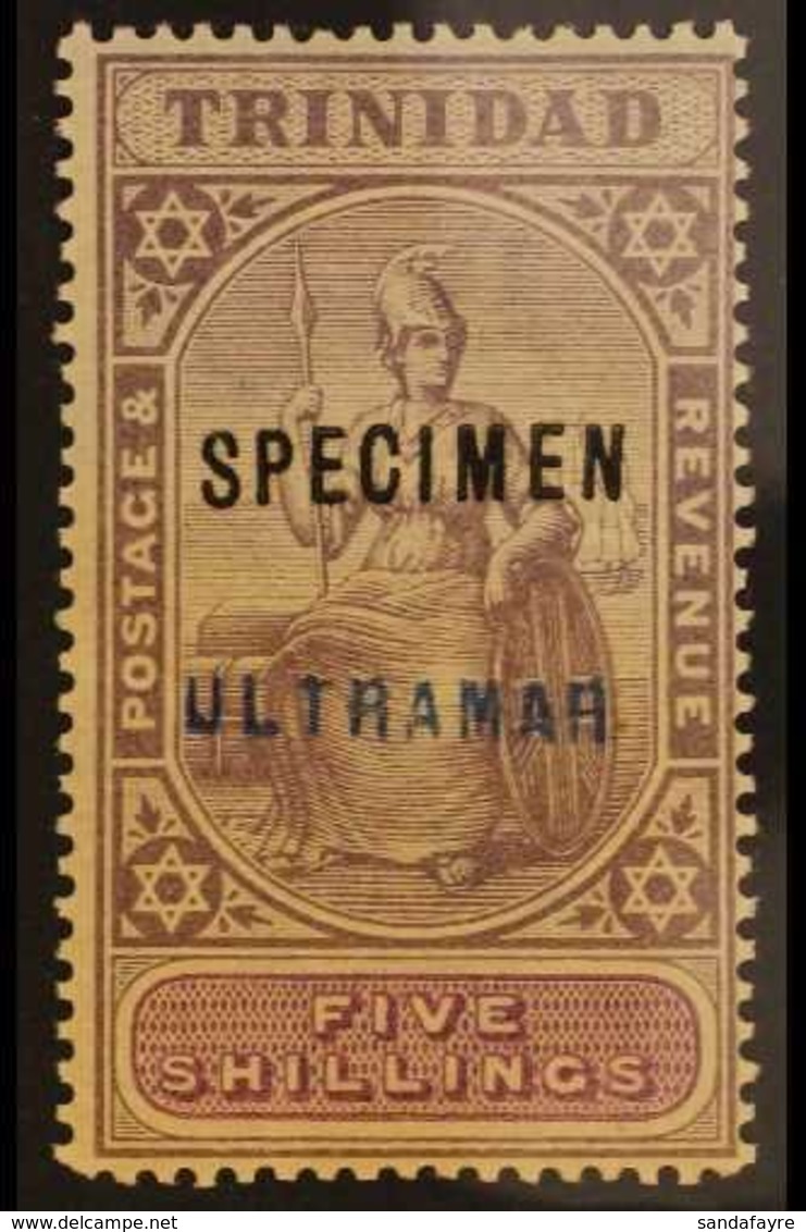 SPECIMEN 1901-06 5s Lilac & Mauve, Wmk CA Over Crown, Ovptd Both "SPECIMEN" & "ULTRAMAR" SG 132s, Couple Of Light Crease - Trinité & Tobago (...-1961)