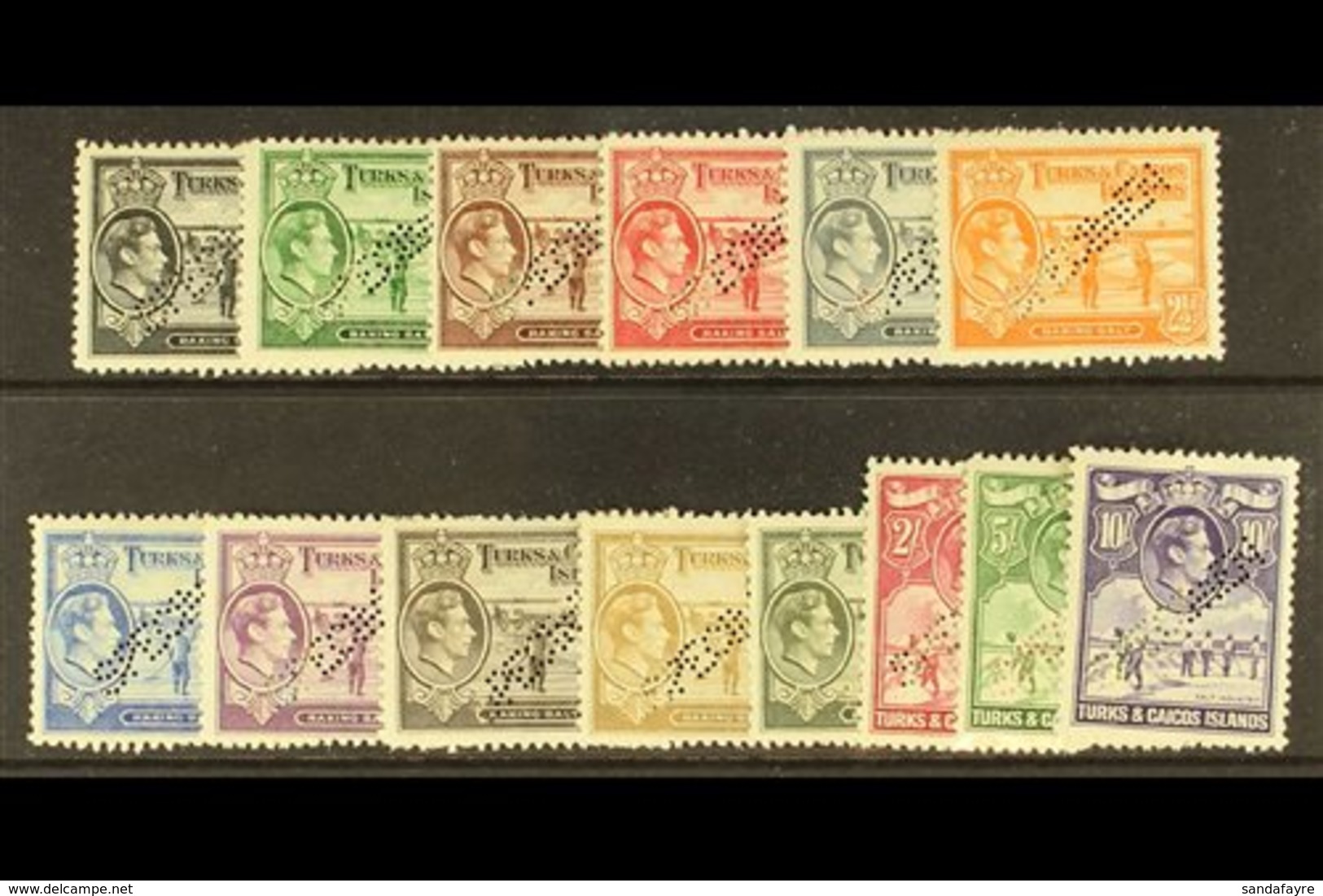 1938 Geo VI Complete, Perforated "Specimen", SG 194s/205s, Very Fine Mint, Large Part Og. (14 Stamps) For More Images, P - Turks- En Caicoseilanden