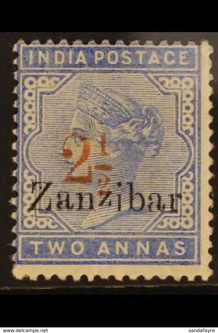 1895-98 "2½" On 2a Pale Blue Overprint With Small Second 'z' Surcharge Variety And Type 6 Surcharge In Red, SG 26, Fine  - Zanzibar (...-1963)
