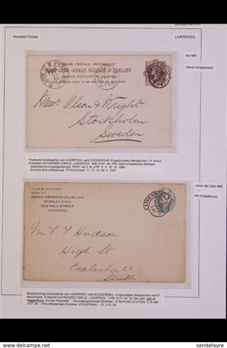 POSTAL STATIONERY 1884-1904. INTERESTING COLLECTION Of QV & KEVII Covers & Postal Stationery Items Bearing LIVERPOOL HOO - Autres & Non Classés