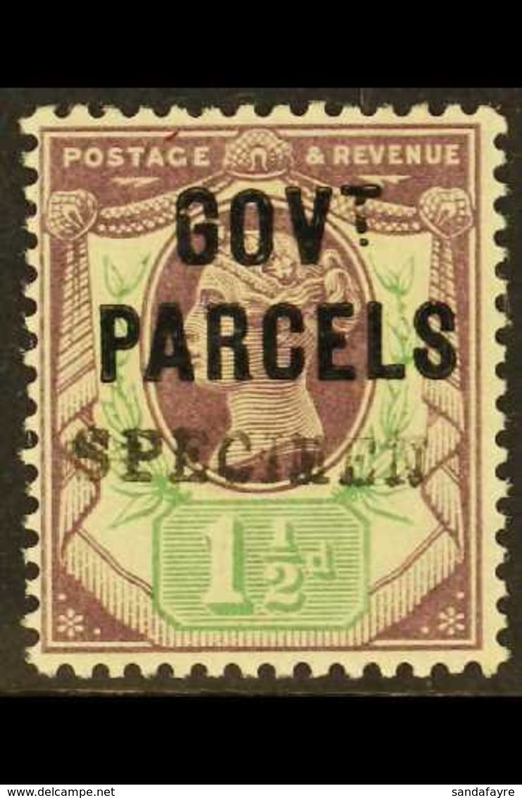 GOVT. PARCELS Official 1887 1½d Dull Purple And Pale Green With "SPECIMEN" Handstamp (type 9), SG Spec L24s, Very Lightl - Andere & Zonder Classificatie