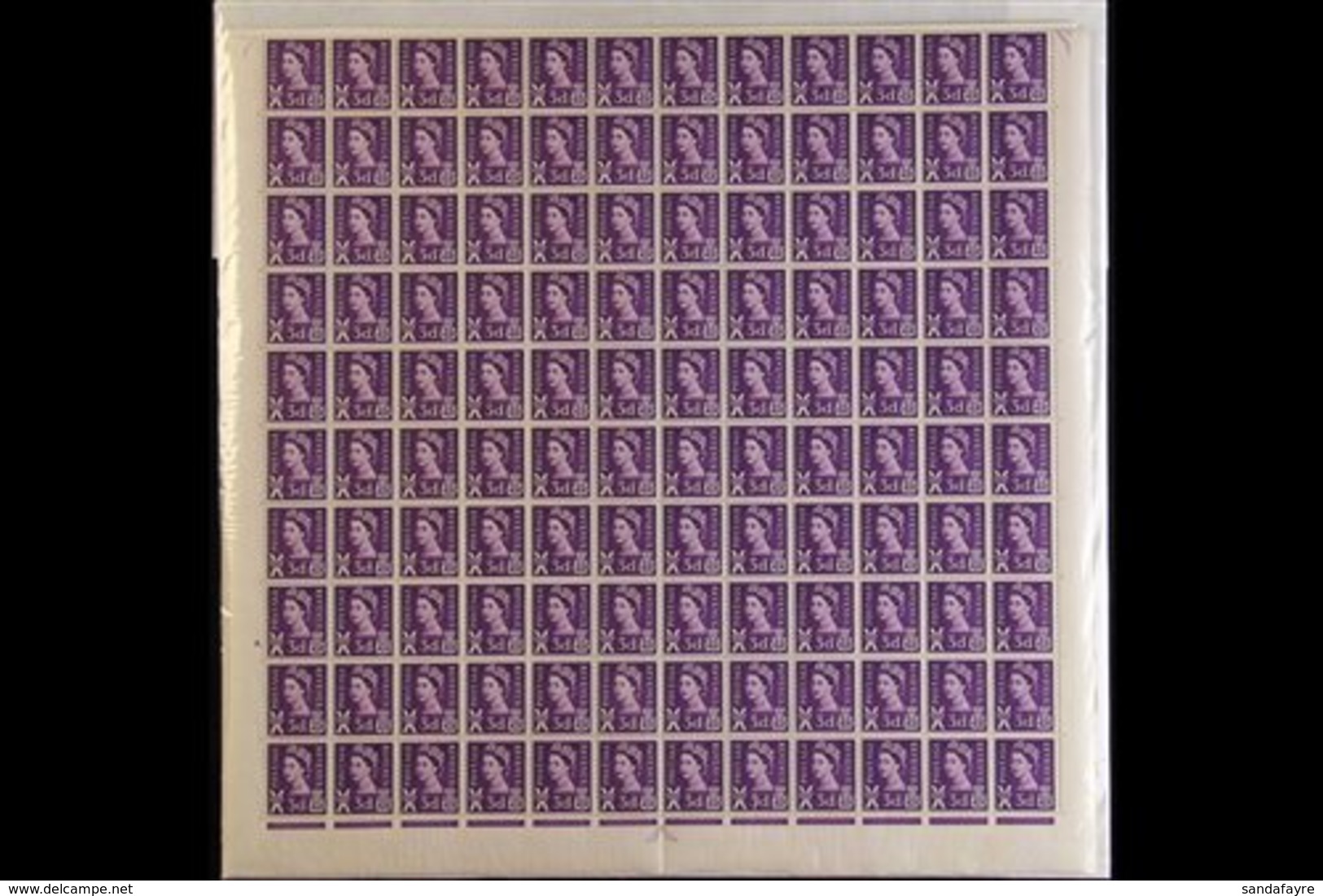 1963 SCOTLAND NHM COMPLETE SHEET - CAT £1500. A Lovely Complete Sheet Of The Scotland 3d Deep Lilac Regional Definitive  - Other & Unclassified