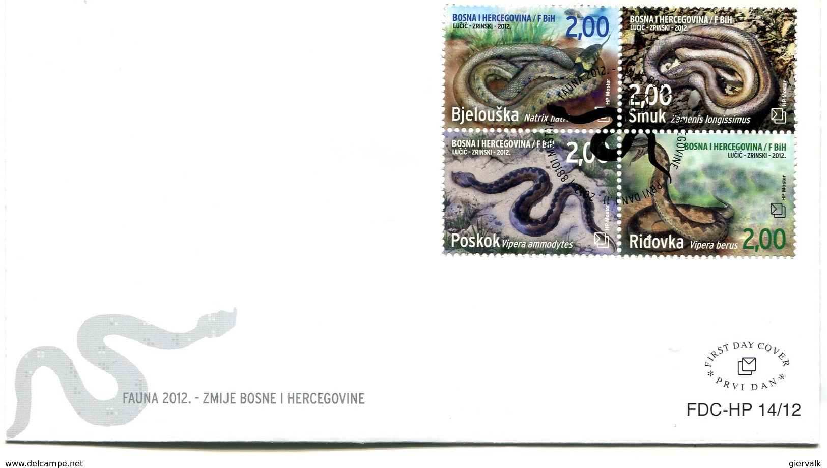 BOSNIA 2012 FDC With SNAKES.BARGAIN.!! - Slangen