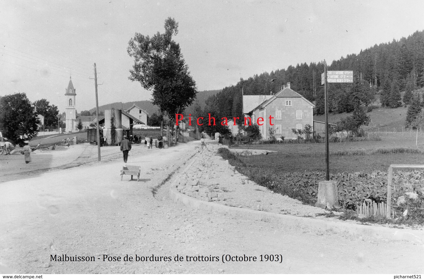 Malbuisson (Doubs) - Travaux De Voierie. Pose De Bordures De Trottoirs. Retirage D'une Photo. - Autres & Non Classés