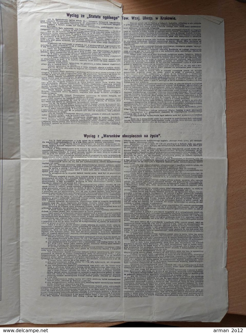 Poland Krakow Insurance Policy 1901 - Other & Unclassified