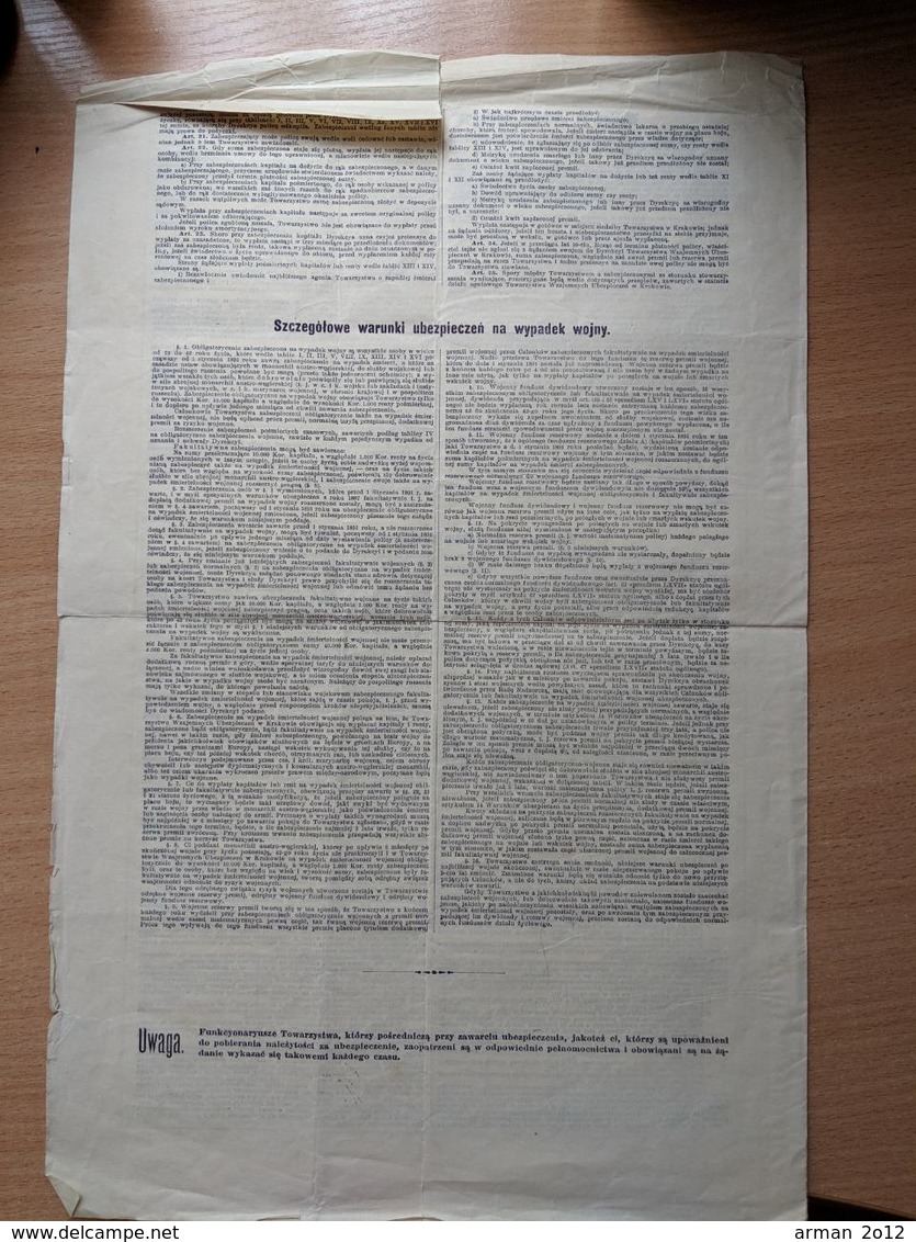 Poland Krakow Insurance Policy 1901 - Other & Unclassified