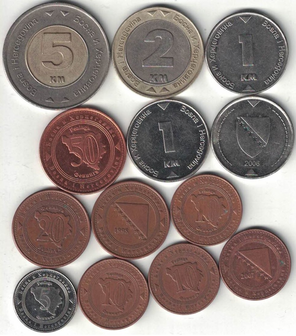 Bosnia Collection Of 13 Coins 1998-2013 All Listed & Different - Bosnie-Herzegovine