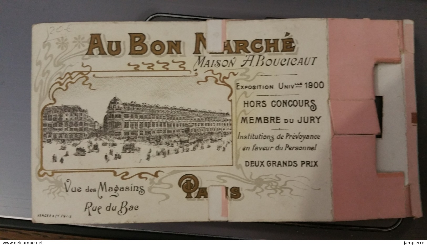 Chromo Publicitaire à Système Au Bon Marché - Maison Boucicaut - Exposition 1900 - Hors Concours - Illustration Enfant - Au Bon Marché