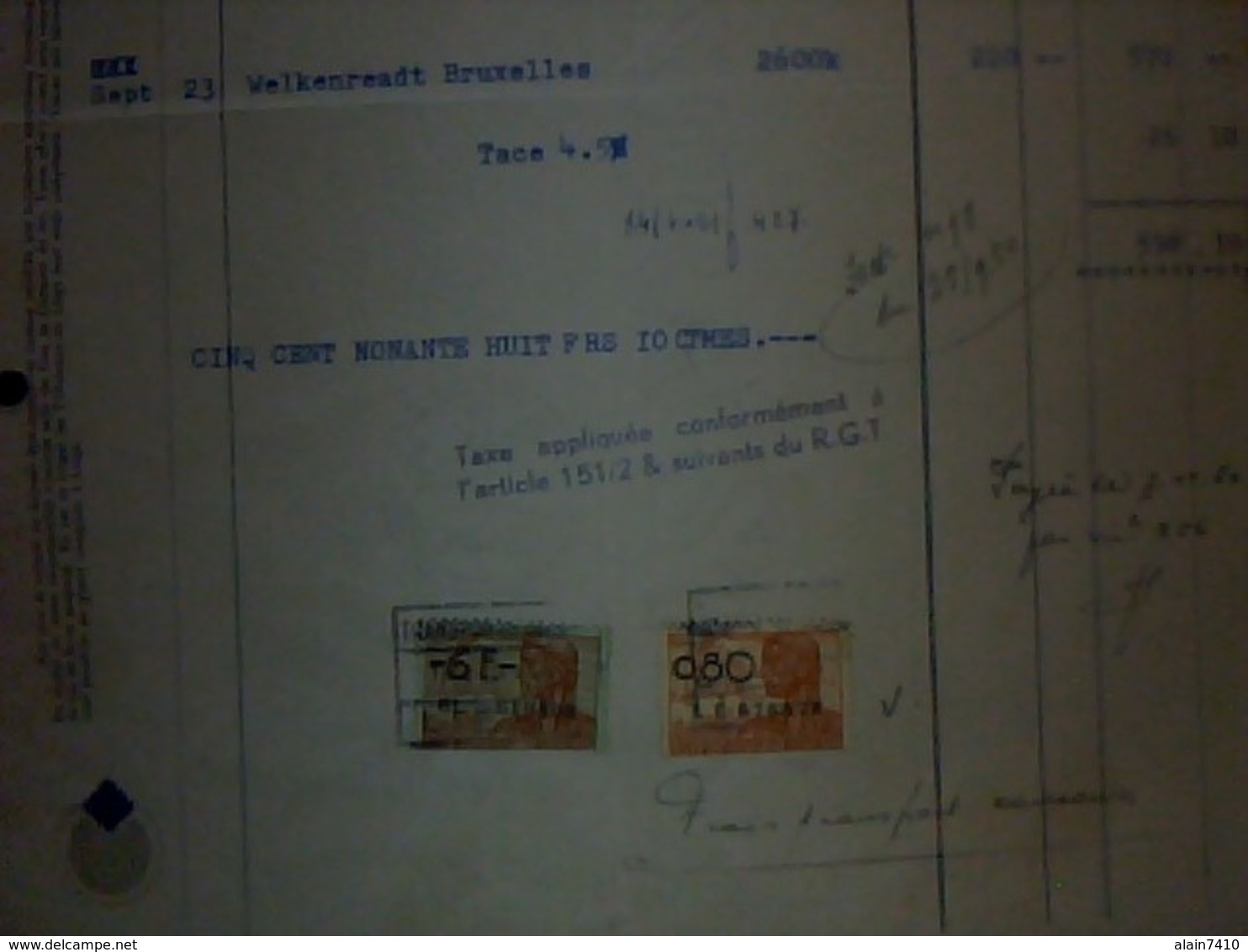 BELGIQUE Facture  Transports Routiers Mosans   Annèe 1950 A Luege Avec Fiscaux - Transportmiddelen