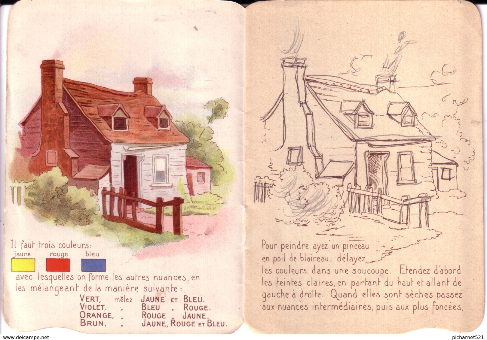 Livret De 12 Pages "Leçons Enfantines De Dessin Et De Peinture". Offert Par Cacao Van Houten. TB état - Art