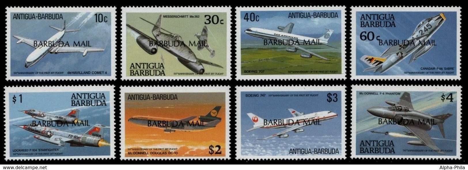 Barbuda 1989 - Mi-Nr. 1133-1140 ** - MNH - Flugzeuge / Airplanes - Antigua E Barbuda (1981-...)