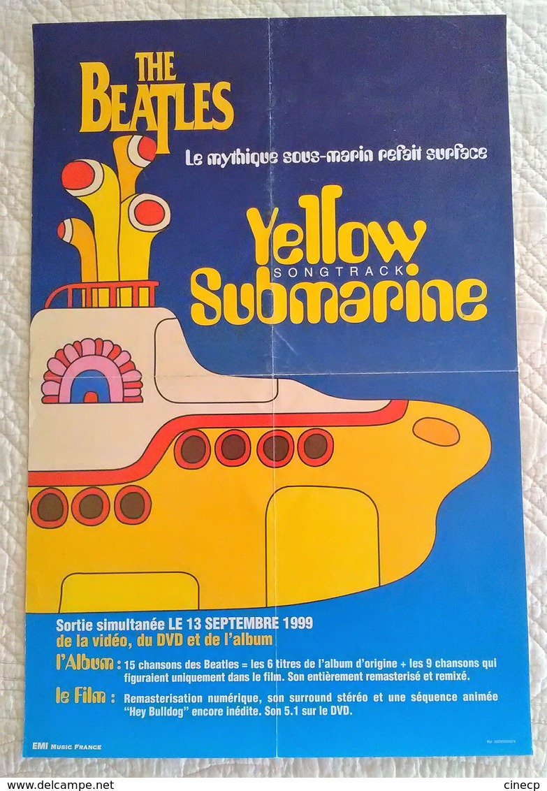 AFFICHE MUSIQUE THE BEATLES YELLOW SUBMARINE - Illustrateur Dessin - Publicité EMI 1999 - Affiches & Posters