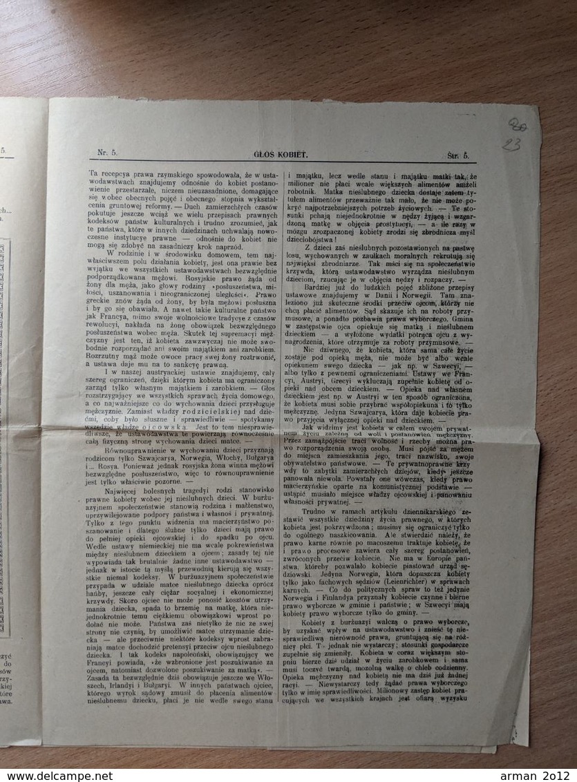 Poland Czech Bogumin Newspaper "Glos Kobiet@ 1913 - Advertising