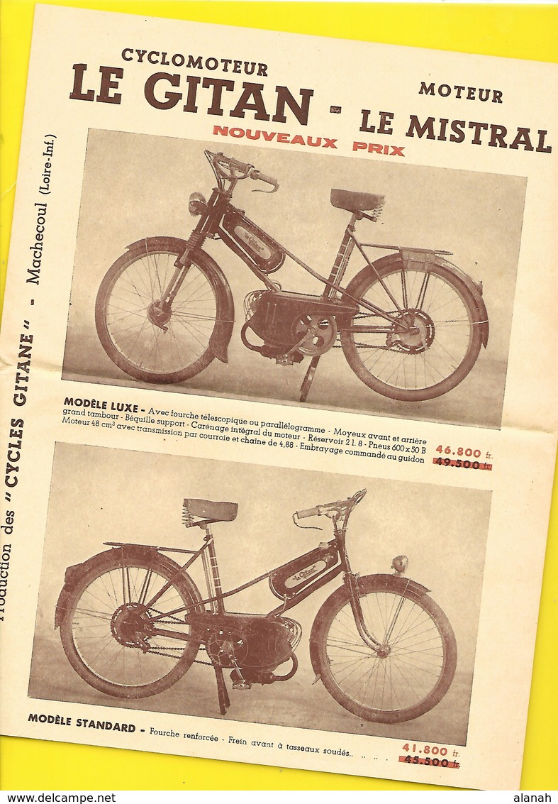 Publicité Cyclomoteurs "LE GITAN" De GITANE Format A4 Env. - Motos