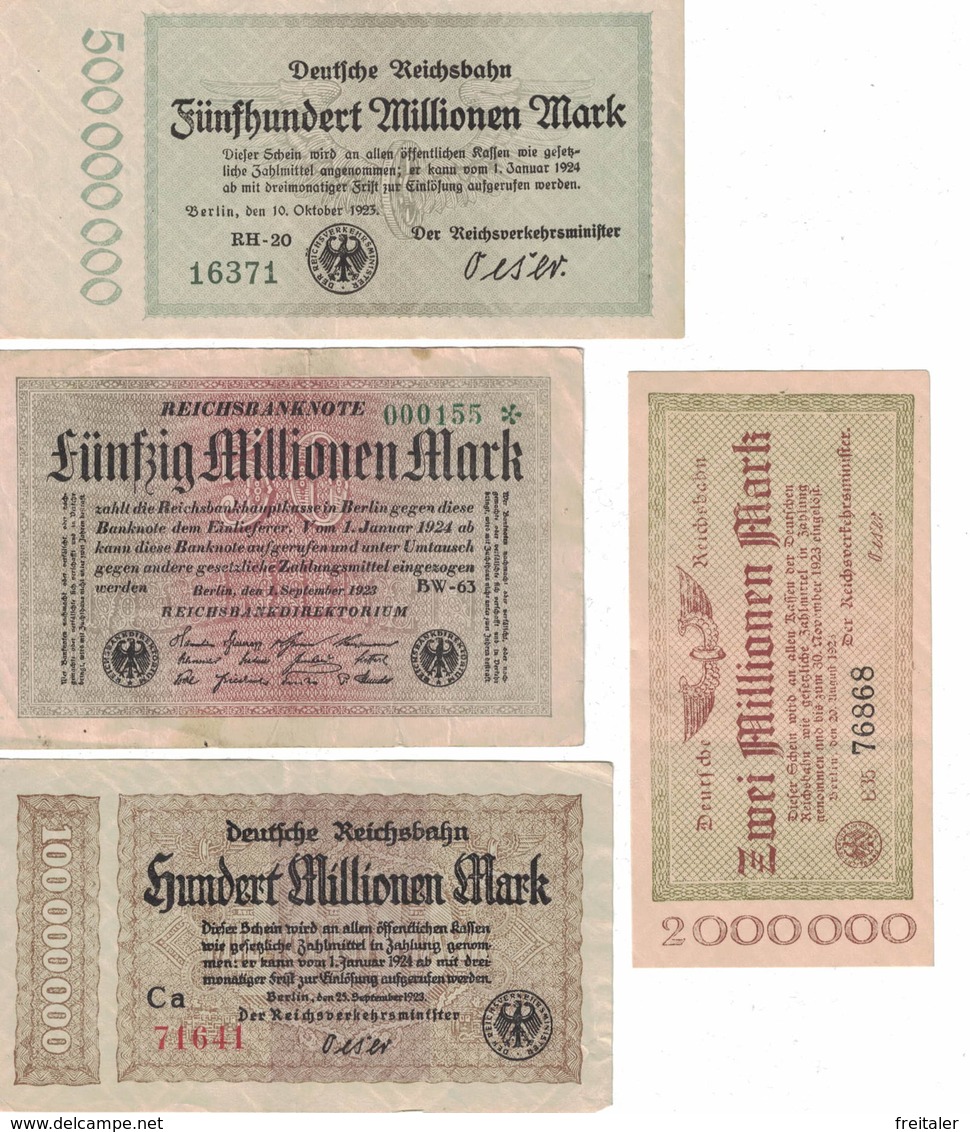 Inflationsscheine Deutsche Reichsbahn 4 Scheine - Sammlungen