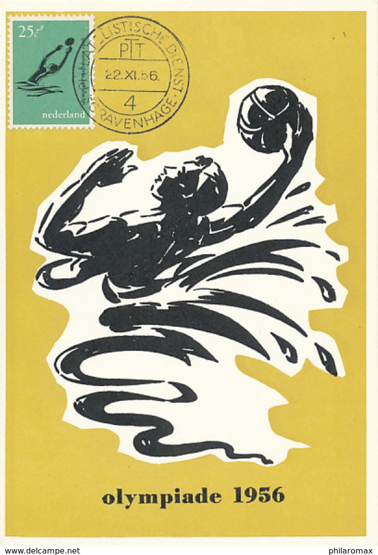 D37074 CARTE MAXIMUM CARD 1956 NETHERLANDS - WATERPOLO OLYMPICS 1956 AUSTRALIA CP ORIGINAL - Wasserball