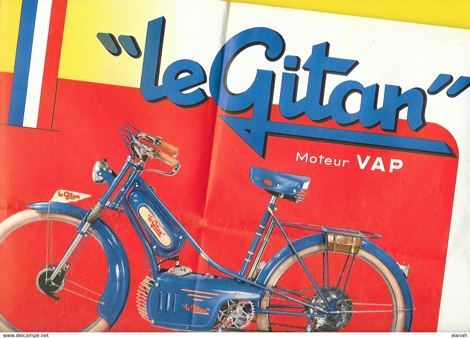 Affiche Publicité Cyclomoteur "LE GITAN" Moteur VAP Format Double A4 Env. - Motos